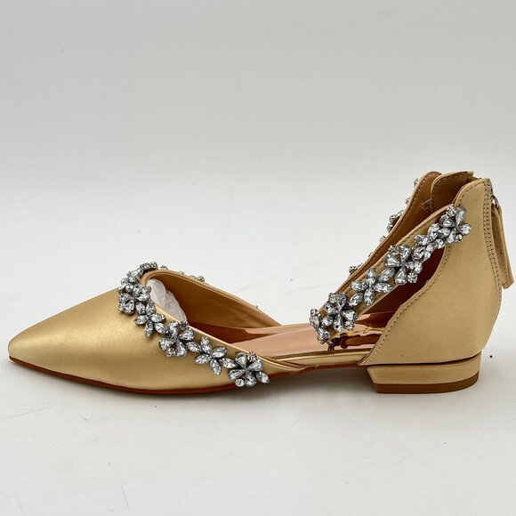 XYD Gold Pointed Toe D'Orsay Wedding Sandal Sparkly Rhinestones Ankle Strap Shoe - Picture 2 of 6